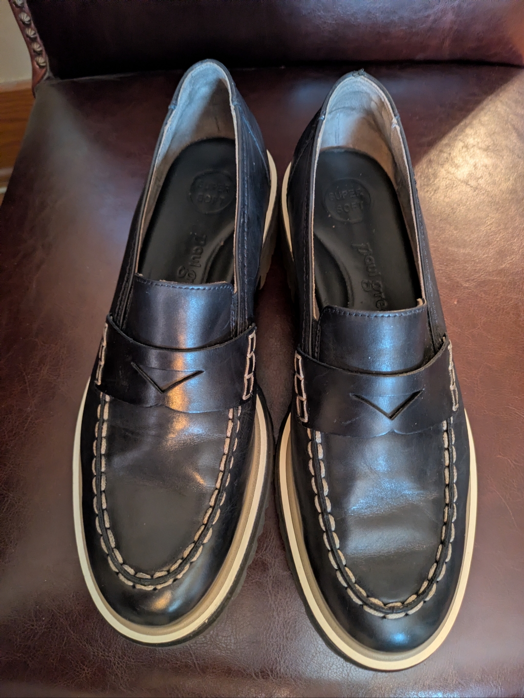 Paul Green Black Leather Lug Sole Penny Loafer 8.5 M